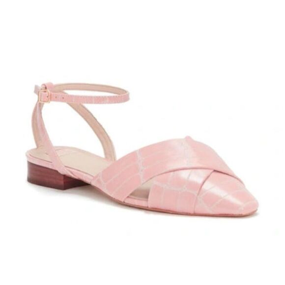 Louise‎ et Cie Flats Womens Size 6 Pink Pointed Toe Leather Ankle Strap Textured - Picture 1 of 9